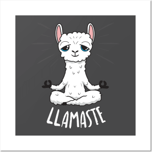 Llamaste - Yoga Llama - white design Posters and Art